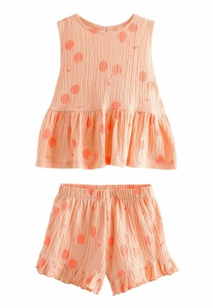 TEXTURED SLEEVELESS PEPLUM SET REGULAR FIT - Šortky - orange spot