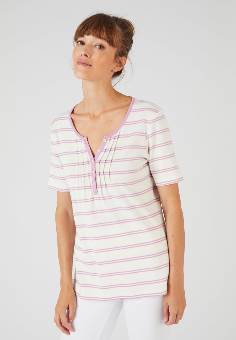 Damart COL TUNISIEN - Camiseta estampada - mauve rayé