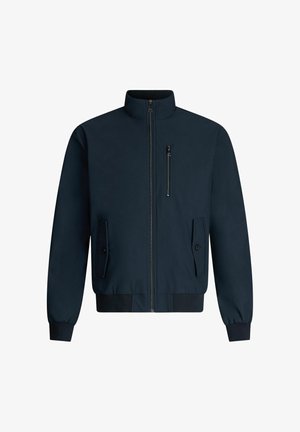 Námornícka bombardérka s vysokým golierom, predným zipsom a dvoma bočnými vreckami so zapínaním na gombíky. Mäká, hladká tkanina s pružnými manžetami.