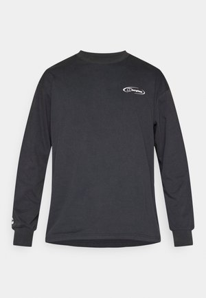 Zwart T-shirt met lange mouwen van katoen, met een klein wit logo op de borst en een eenvoudig ontwerp met aansluitende manchetten.