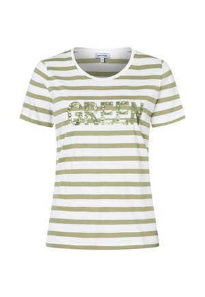 SPORTIVES KURZARMSHIRT, GESTREIFT - T-Shirt print - offwhite green