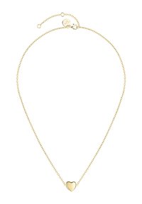 Fijne gouden ketting met een klein, glad hartvormig hanger en een verstelbare haaksluiting.