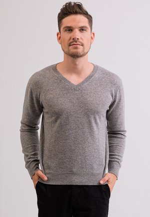 V-AUSSCHNITT - Strickpullover - grau