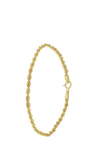 Gold twisted chain bracelet with a lobster clasp, featuring a braided design and a smooth, polished surface. Total length is adjustable.