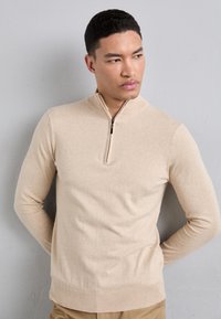 KNITID CASHMERE BLEND EASY FIT HALF ZIP - Strickpullover - sable