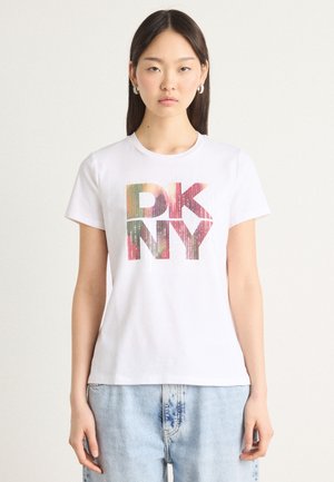 PRINTED STACK LOGO - T-shirt print - white
