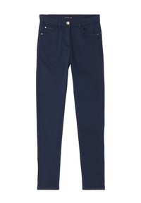 Navyblauwe slim-fit jeans van een katoenmix, met vijf zakken, een sluiting met een knoop aan de voorkant en subtiele stikseldetails.
