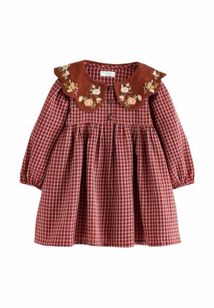 Next, CORD COLLAR CHECK LONG SLEEVE DRESS - Vapaa-ajan mekko - chocolate brown
