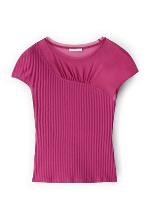 Motivi, T-SHIRT CON INSERTO DRAPPEGGIATO - Blusa - fucsia