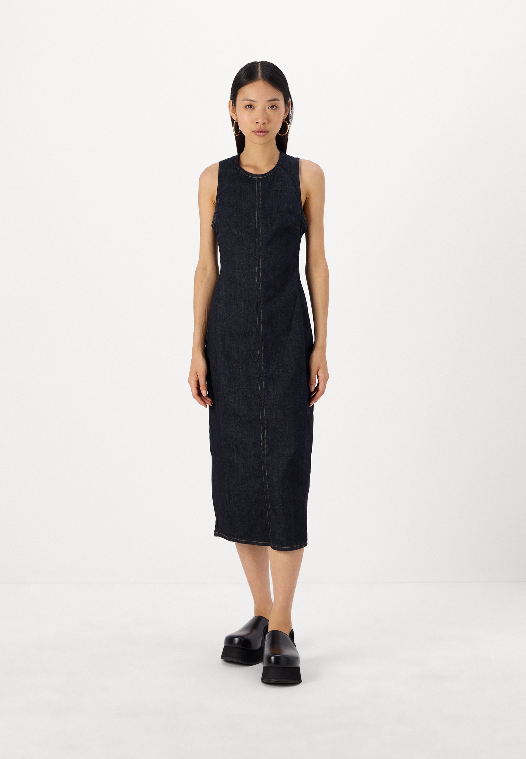 white christmas dresses Petal & Pup Women's Callum Midi Dress, Dark Denim main image 0
