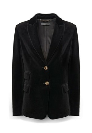 Czarna aksamitna marynarka z klapą z wycięciem, jednorzędowym zapięciem na trzy złote guziki. Posiada dwie przednie kieszenie oraz gładką, wewnętrzną podszewkę.