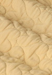 Tissu matelassé dans une couleur beige douce avec une texture à motifs présentant des formes arrondies ; finition lisse avec des détails de surpiqûres subtils.