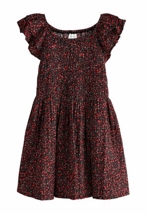 REGULAR FIT - SMOCKED FRILL SLEEVE - Vapaa-ajan mekko - black ditsy