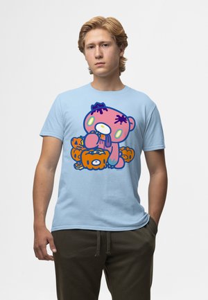Henry Tiger, GLOOMY BEAR THE NAUGHTY GRIZZLY HALLOWEEN EATING PUMPKINS - T-shirt imprimé - light blue