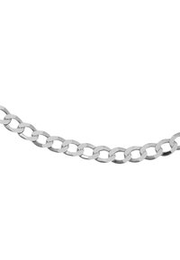 Collier en argent constitué de maillons ovales entrelacés avec une finition poli. La chaîne est lisse et uniforme dans son design.