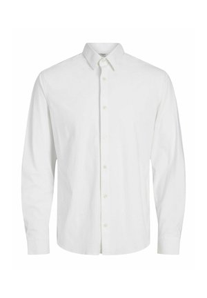 Witte overhemd met lange mouwen van katoen, met een button-down kraag, een voorpaneel met knopen en zonder zichtbare patronen of versieringen.