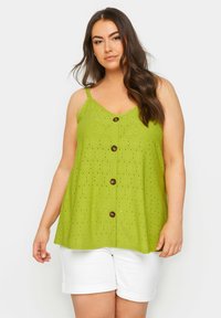Yours Clothing BRODERIE ANGLAISE BUTTON FRONT - Top - lime