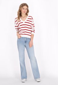 DreiMaster Trui - offwhite red stripe