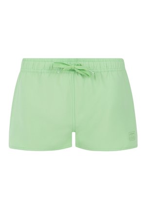 Grüne Badehose aus leichtem Material mit elastischem Bund, verstellbarem Kordelzug und einem kleinen Logodetail an der Seite.