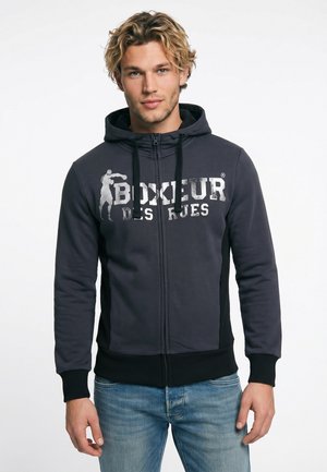 Boxeur Des Rues, BOXEUR DES RUES SWEATJACKE HOODED FULL ZIP - Sweatjacke - anthracite gray-light grey