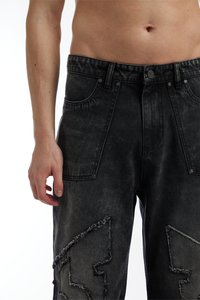 FAVELA FABRIC PATCH UNISEX - Ohlapne kavbojke - black washed