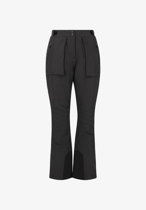 Schwarze Hosen aus strapazierfähigem Material, mit geradem Beinschnitt, mehreren Fronttaschen und einer glatten Textur.