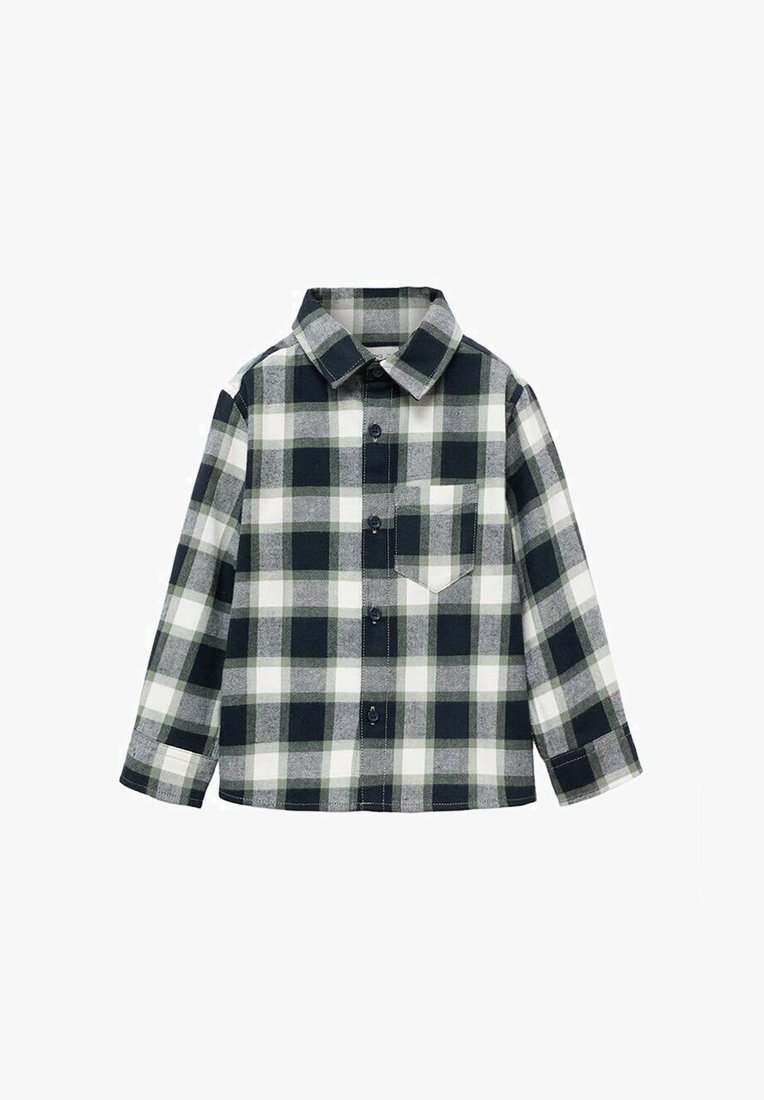 Karo košile v tmavě zelené, černé a bílé; dlouhé rukávy, zapínání na knoflíky, límec a náprsní kapsa. Vyrobena z texturované látky.