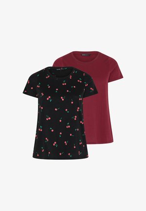 Yours Clothing, PLUS SIZE MULTIPACK TOPS 2 PACK - T-shirt print - black