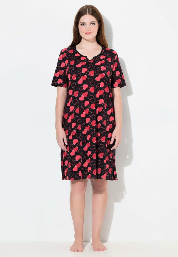 HEART PRINT SHORT SLEEVE SPLIT NECK SLEEP - Nachthemd