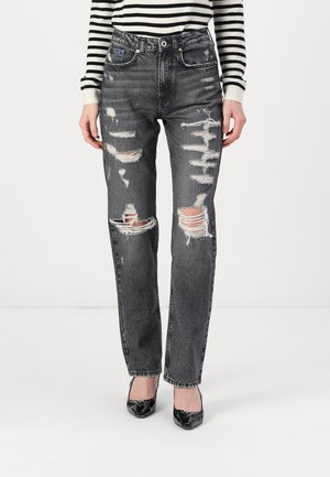 STRAIGHT DESTRUCT - Straight leg -farkut - black