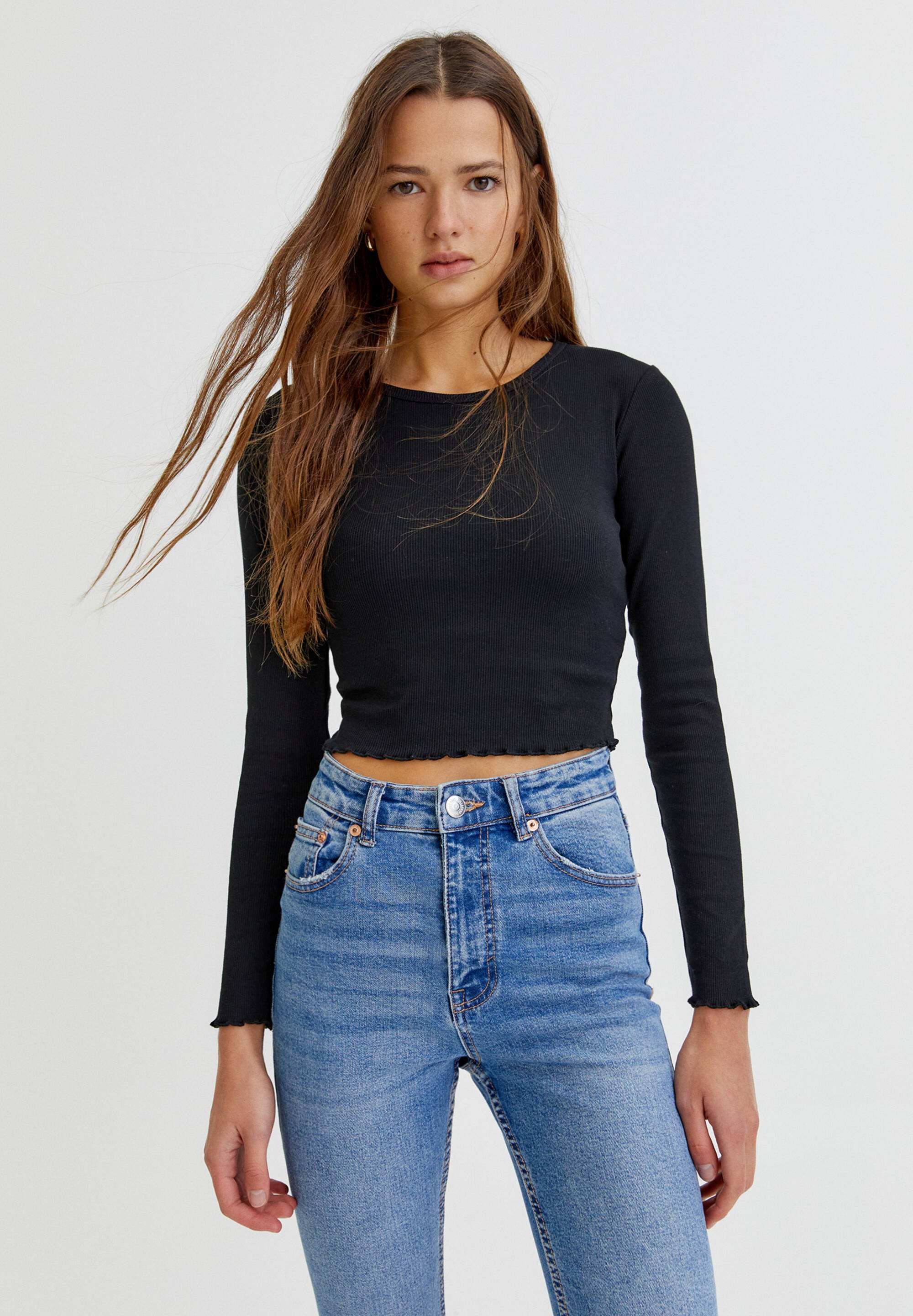 pull and bear long sleeve t shirt