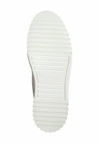 Semelle de chaussure en caoutchouc blanc avec de profondes rainures horizontales, présentant un logo en relief "s.Oliver" et la taille "37" sur le côté.