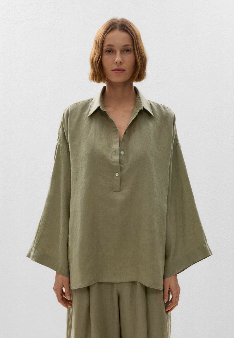 OYSHO - OVERSIZE LINEN - Bluse - mottled green, Vergrößern