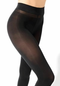 Sorte leggings med en glat, let gennemsigtig tekstur. Har en høj talje med et diskret logo og et figursyet design.