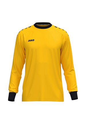 Gul sportstrøje med lange ærmer, med sort krave og manchetter, sorte skulderprikker og "JAKO" logo på øverste venstre del af brystet.