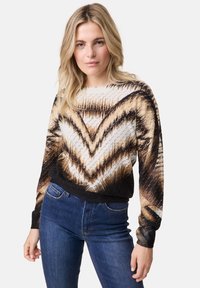 Taifun RUNDHALS  MIT AJOUR  - Strickpullover - schwarz gemustert