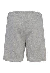 Grau Baumwollshorts mit elastischem Bund, die ein schlichtes Design und eine glatte Textur aufweisen. Keine sichtbaren Muster oder Verzierungen.