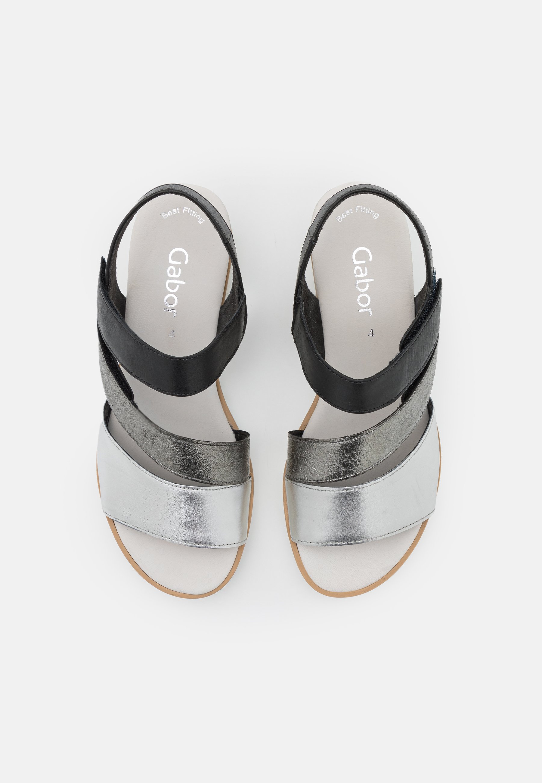 Gabor Sandalen met plateauzool - silber/stone/schwarz/zilverkleurig -  Zalando.nl