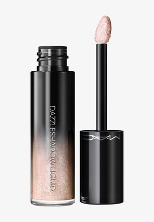 Liquid eyeshadow in a transparent black container, featuring an ombre effect with pink hues, accompanied by a doe-foot applicator.