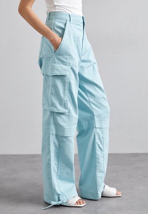 TROUSERS - Kareiviško stiliaus kelnės - light blue