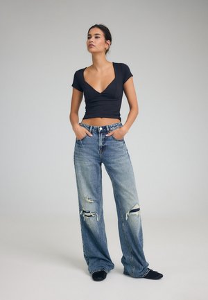 Stradivarius, D92 STRAIGHT WIDE-LEG JEANS - Wide Leg - blue-black denim