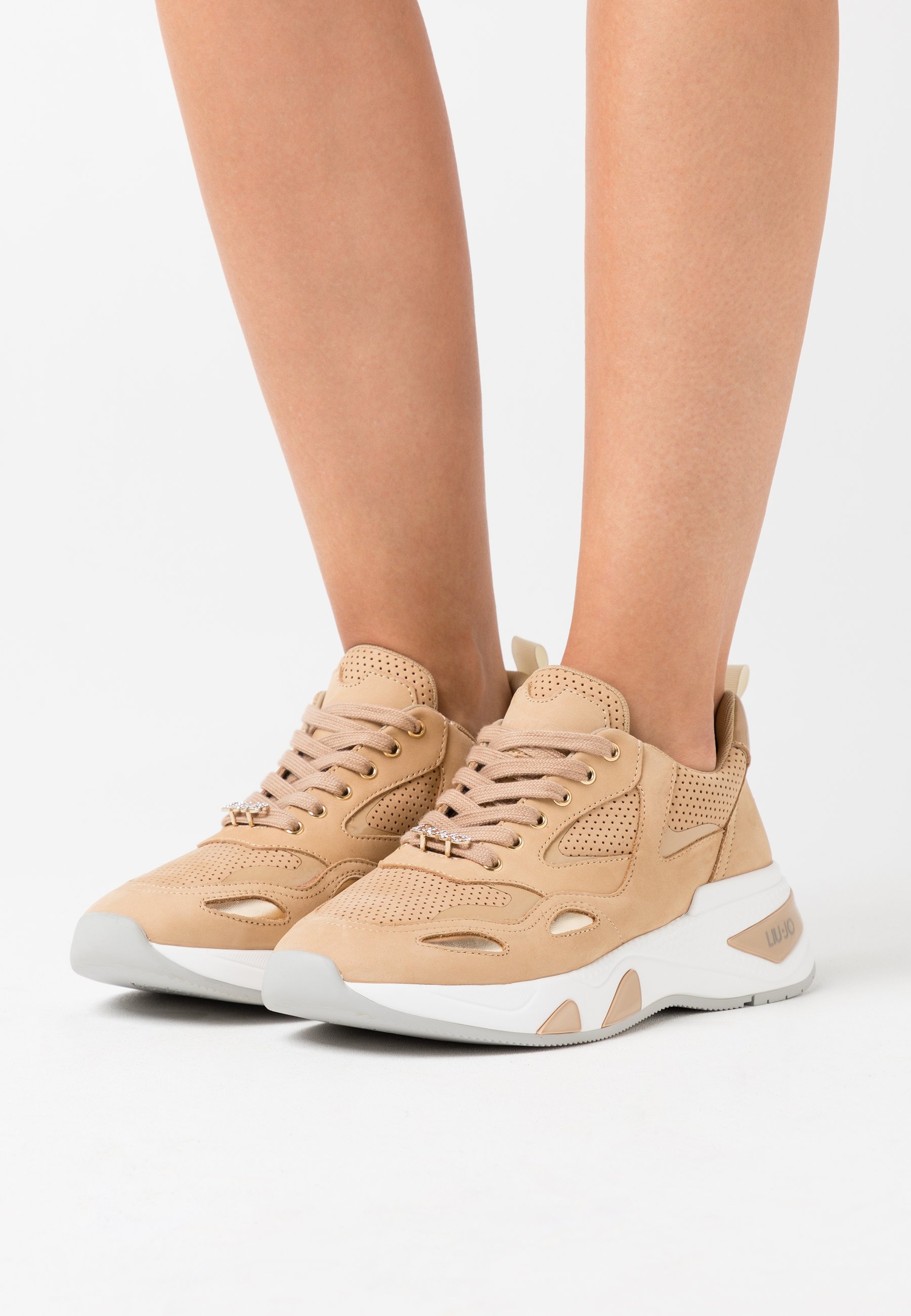 Women's Sneakers LIU JO Hoa 10 Milk Coquill Suede Fabric Pink Gold