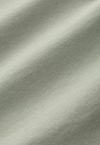Hellgrüner Baumwollstoff mit glatter Textur, der sanfte, gewellte Falten und minimalen Glanz zeigt.