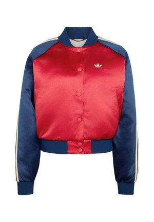 adidas Originals, ADIDAS ORIGINALS SATIN SST BOMBER JACKET - Giubbotto Bomber - team victory red   night indigo   warm vanilla