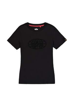 Alpha Industries, RHINESTONE WORLD LOGO T-SHIRT W - Trükipildiga T-särk - black