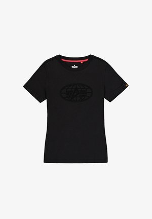 Alpha Industries, RHINESTONE WORLD LOGO T-SHIRT W - Trükipildiga T-särk - black