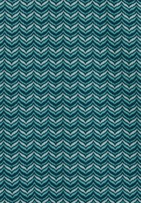 Textil s cik-cak desénem v tmavě modro-zelené a světle modro-zelené barvě, s měkkou tkanou strukturou. Design je opakující se a geometrický.