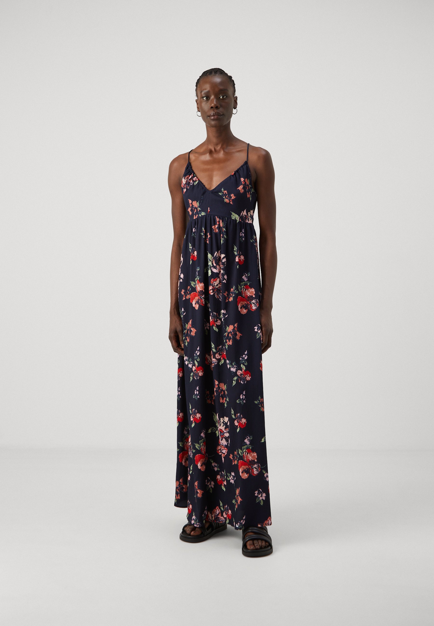 VERO MODA Vmpanna 7/8 Singlet Dress JRS, Abito Lungo Donna, Scollo A V, Nero, Taglia L
