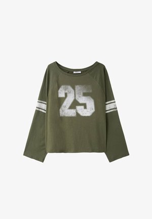 Stradivarius, BOAT NECK LONG SLEEVE T-SHIRT WITH PLACEMENT PRINT - T-shirt à manches longues - green