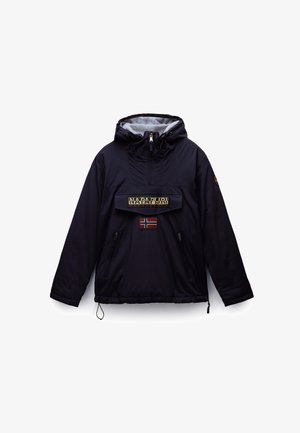 Schwarze Kapuzenjacke mit Reißverschlusstaschen, Fleece-Futter und Logo-Patch auf der Vorderseite. Verfügt über verstellbare Kordeln und ein norwegisches Flaggenmotiv.